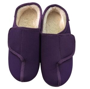 LONG BAY Womens Diabetic Slippers Foam Adjustable In/Out No Slip Purple Size 10
